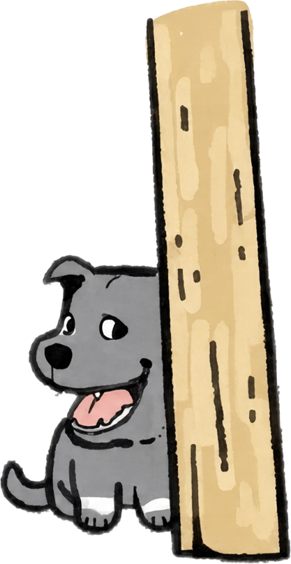 Dui peeking from behind a post